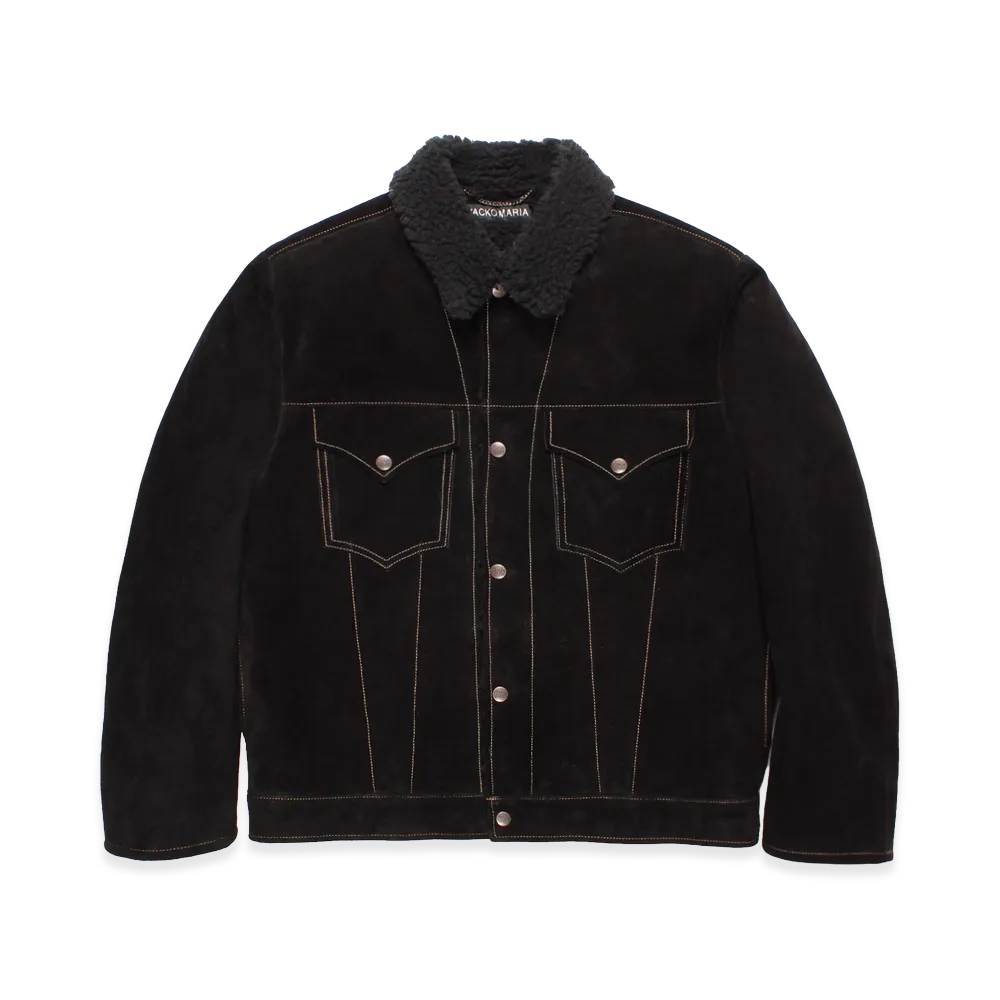 WACKO MARIA Suede Leather Trucker Jacket "Black"