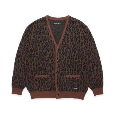 WACKO MARIA Leopard Mohair Jacquard Knit Cardigan "Brown"