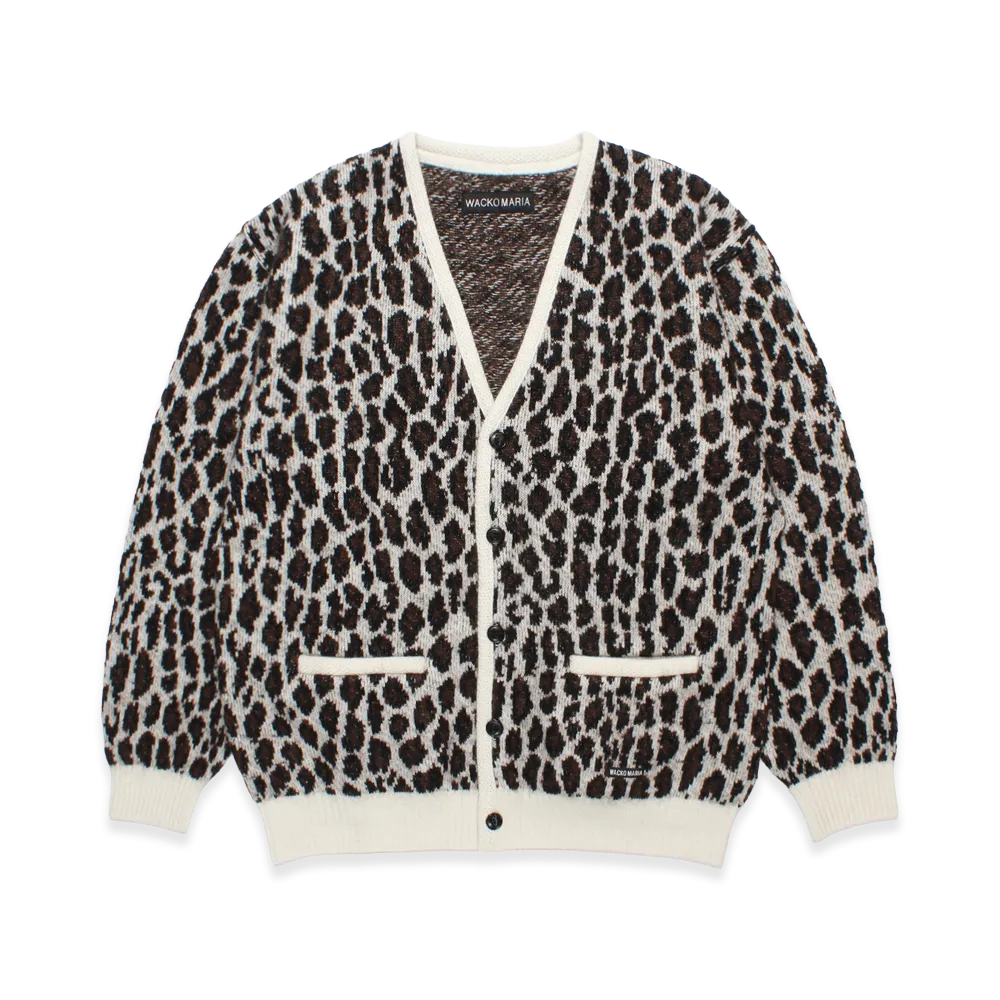 WACKO MARIA Leopard Mohair Jacquard Knit Cardigan "White"