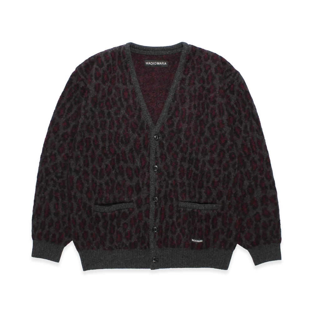 WACKO MARIA Leopard Mohair Jacquard Knit Cardigan "Charcoal"