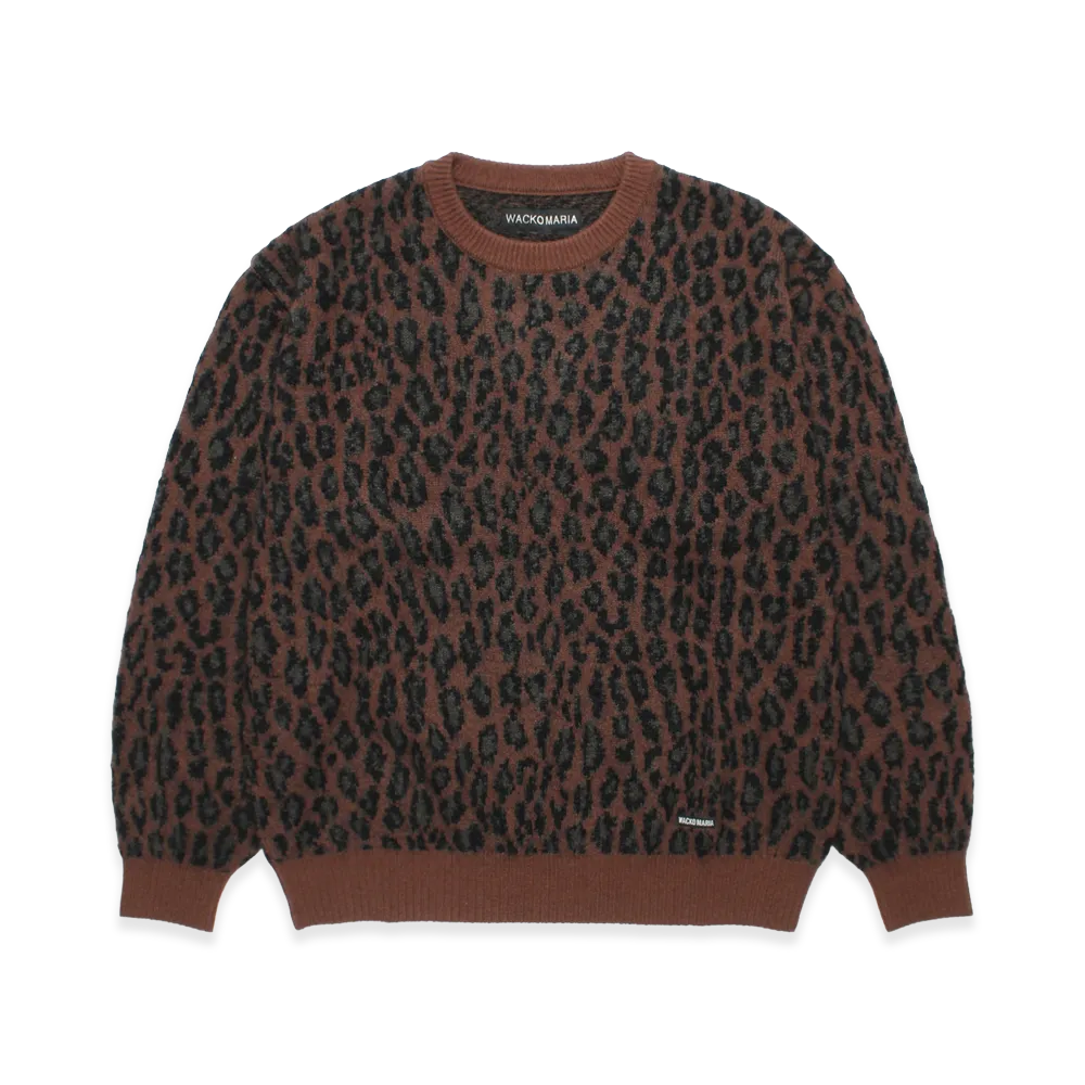 WACKO MARIA Leopard Mohair Jacquard Knit Sweater "Brown"