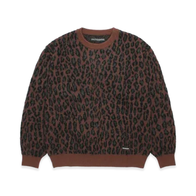 WACKO MARIA Leopard Mohair Jacquard Knit Sweater "Brown"