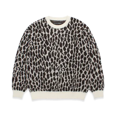 WACKO MARIA Leopard Mohair Jacquard Knit Sweater "White"
