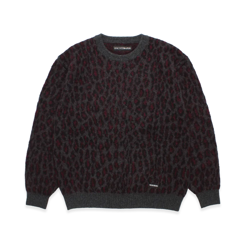 WACKO MARIA Leopard Mohair Jacquard Knit Sweater "Charcoal"
