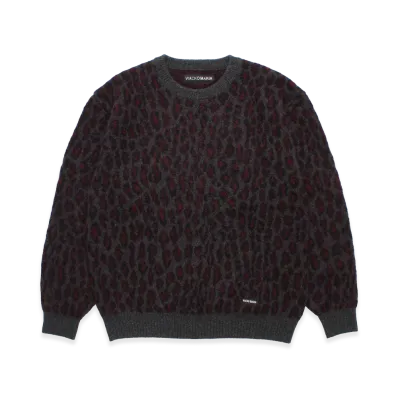 WACKO MARIA Leopard Mohair Jacquard Knit Sweater "Charcoal"