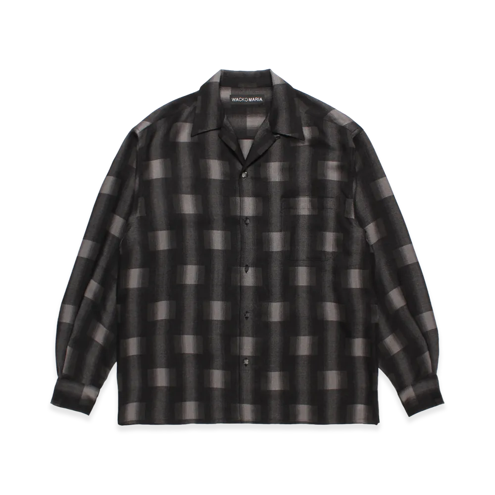 WACKO MARIA Ombre Check Open Collar Shirt "Gray"
