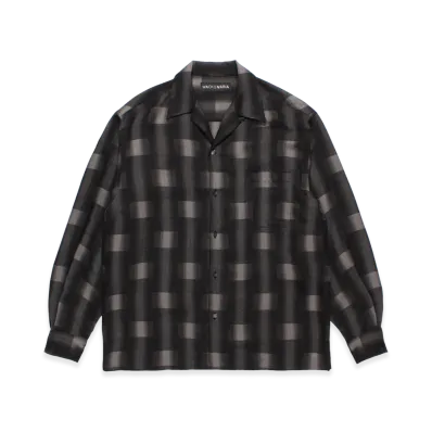 WACKO MARIA Ombre Check Open Collar Shirt "Gray"