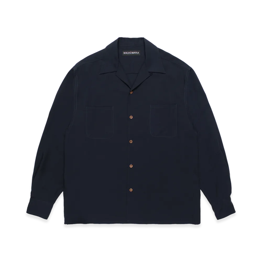 WACKO MARIA 50's Open Collar Shirt "Navy"