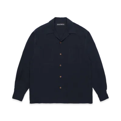 WACKO MARIA 50's Open Collar Shirt "Navy"