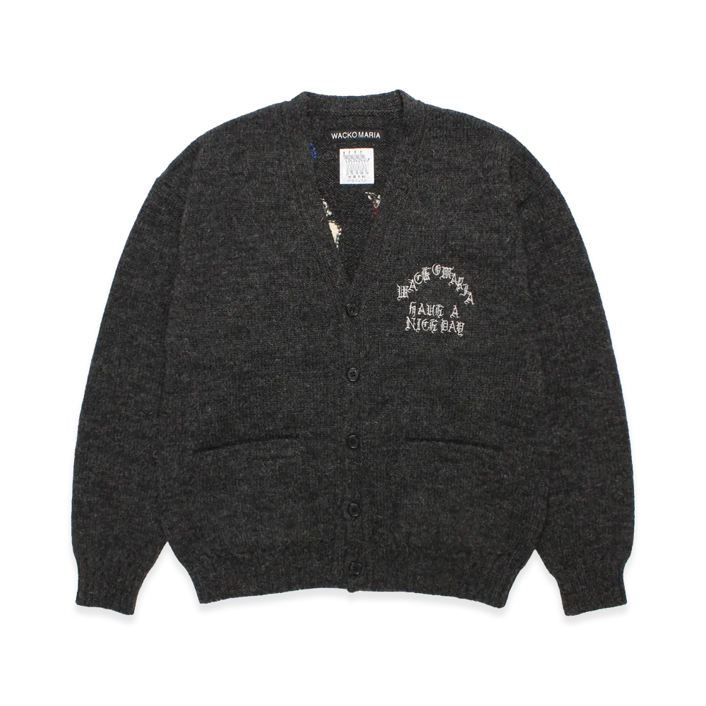 WACKO MARIA Intarsia Knit Cardigan "Charcoal"