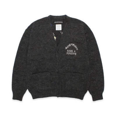 WACKO MARIA Intarsia Knit Cardigan "Charcoal"
