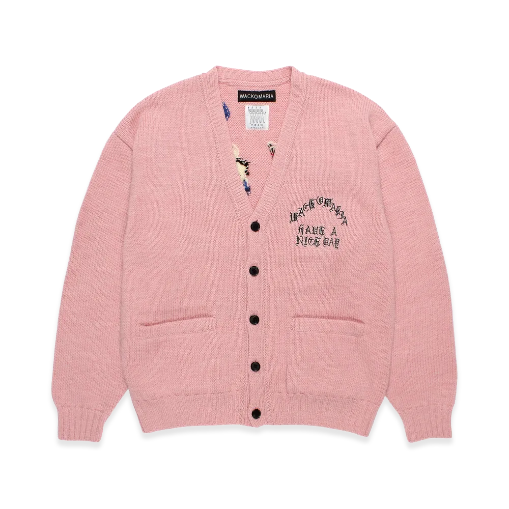 WACKO MARIA Intarsia Knit Cardigan "Pink"