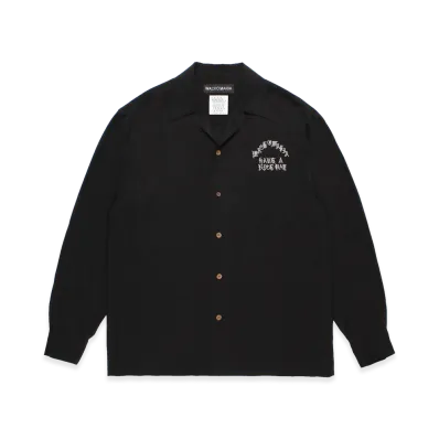 WACKO MARIA 50's Open Collar Shirt "Black"