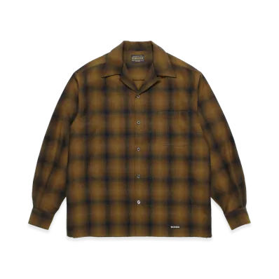 WACKO MARIA Pendleton / Wool Ombre Check Open Collar Shirt "Orange"