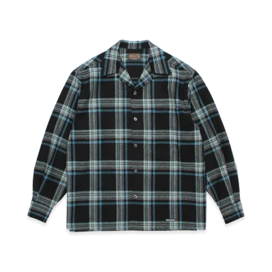 WACKO MARIA Pendleton / Wool Ombre Check Open Collar Shirt "Blue"