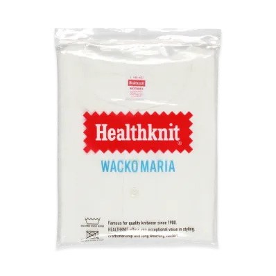 WACKO MARIA Healthknit / Henley Neck Long Sleeve T-Shirt "White"