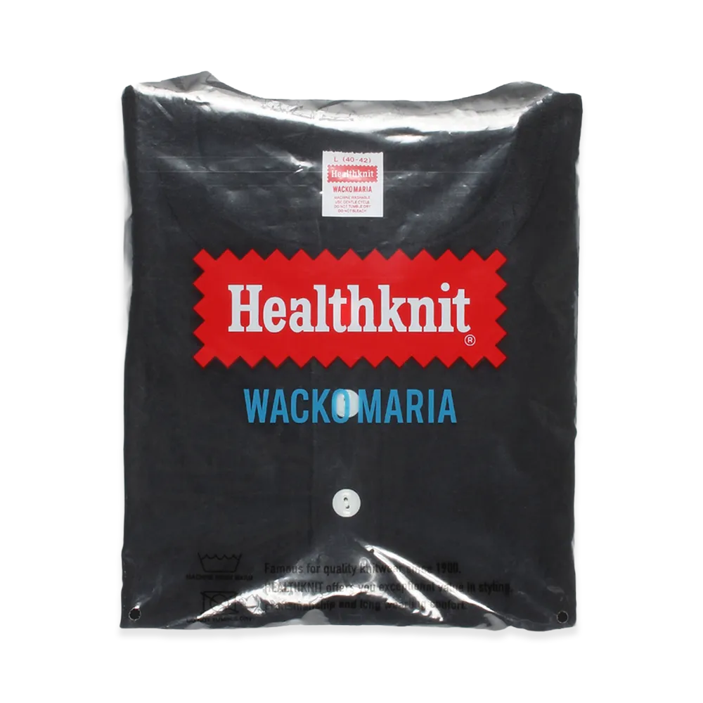 WACKO MARIA Healthknit / Henley Neck Long Sleeve T-Shirt "Black"