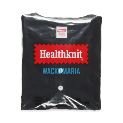 WACKO MARIA Healthknit / Henley Neck Long Sleeve T-Shirt "Black"