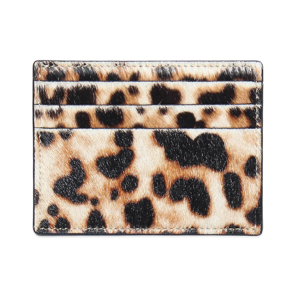 WACKO MARIA Speak Easy / Leopard Hair-On Leather Card Case "Beige"