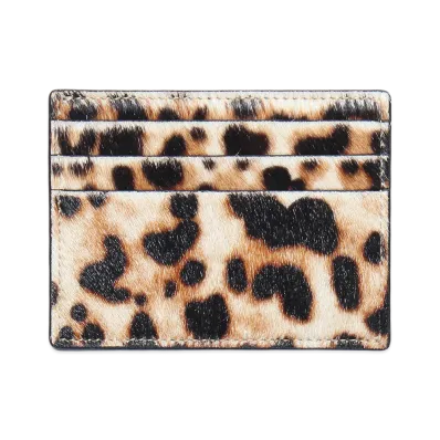 WACKO MARIA Speak Easy / Leopard Hair-On Leather Card Case "Beige"