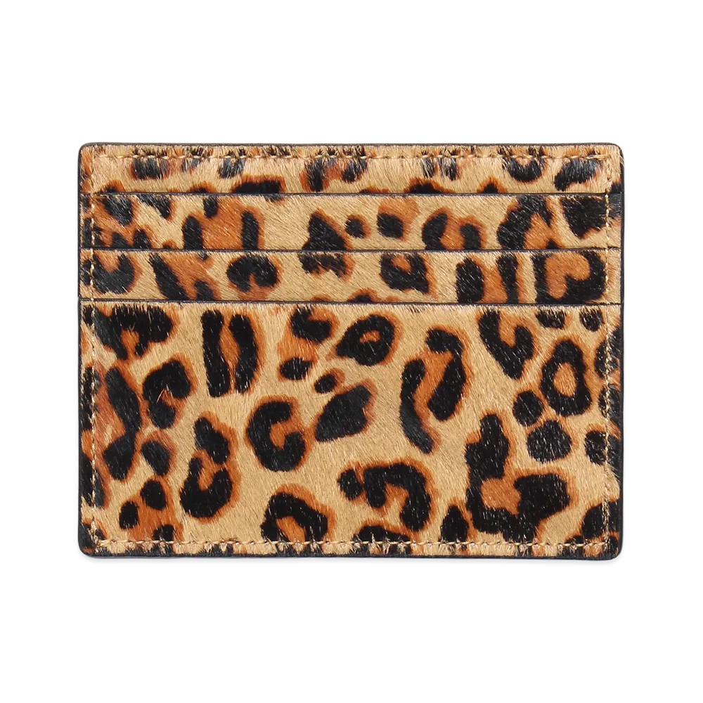 WACKO MARIA Speak Easy / Leopard Hair-On Leather Card Case "Beige"