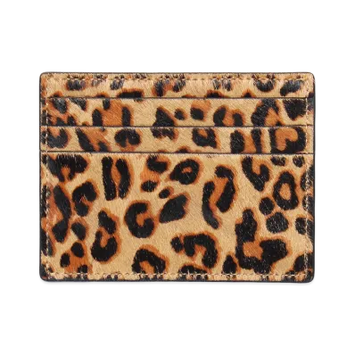WACKO MARIA Speak Easy / Leopard Hair-On Leather Card Case "Beige"