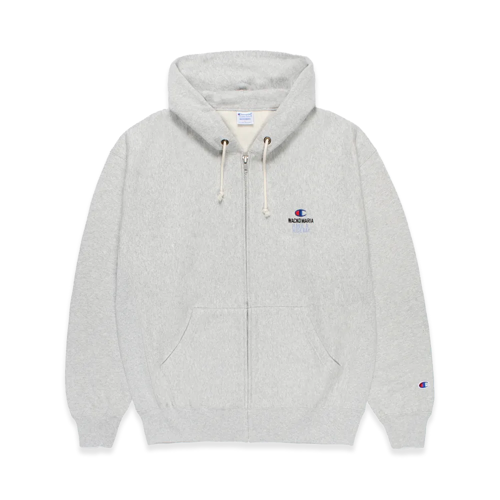 WACKO MARIA x Champion / Reverse Weave Zip Up Hooded Sweat Shirt "Silver Gray"