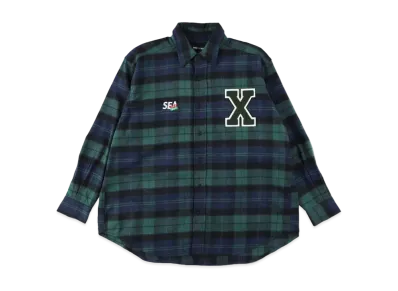 WIND AND SEA GOD SELECTION XXX PLAID FLANNEL SHIRT "Green"