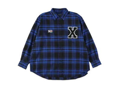 WIND AND SEA GOD SELECTION XXX PLAID FLANNEL SHIRT "Blue"