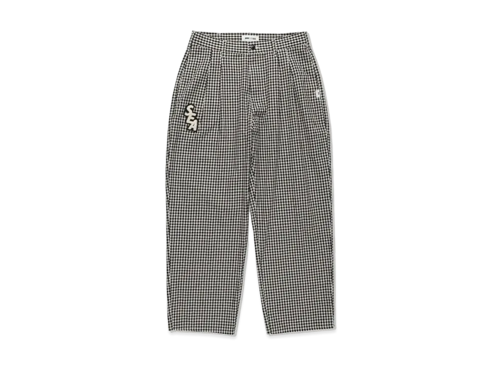 ウィンダンシー ギンガム プレイド 2 タック スラックス "ブラック"