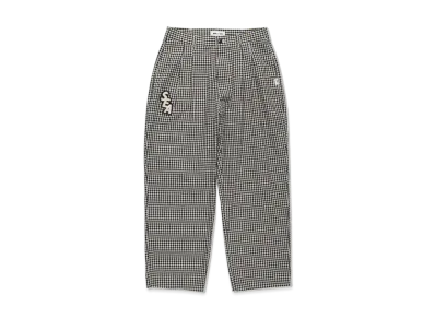 WIND AND SEA GINGHAM PLAID 2 TUCK SLACKS "Black"