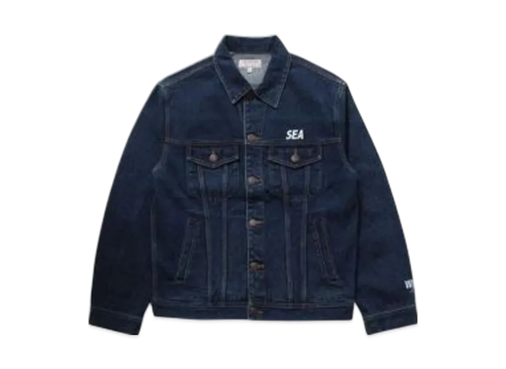 WIND AND SEA x GUESS OVERSIZED TRIANGLE LOGO DENIM JACKET "Indigo"