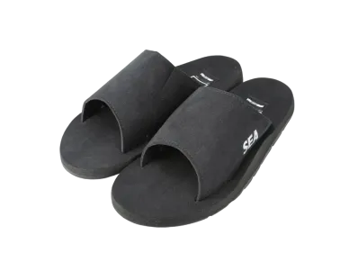 WIND AND SEA X ISLAND SLIPPER ULTRA SUEDE SLIDE SANDAL "Black"