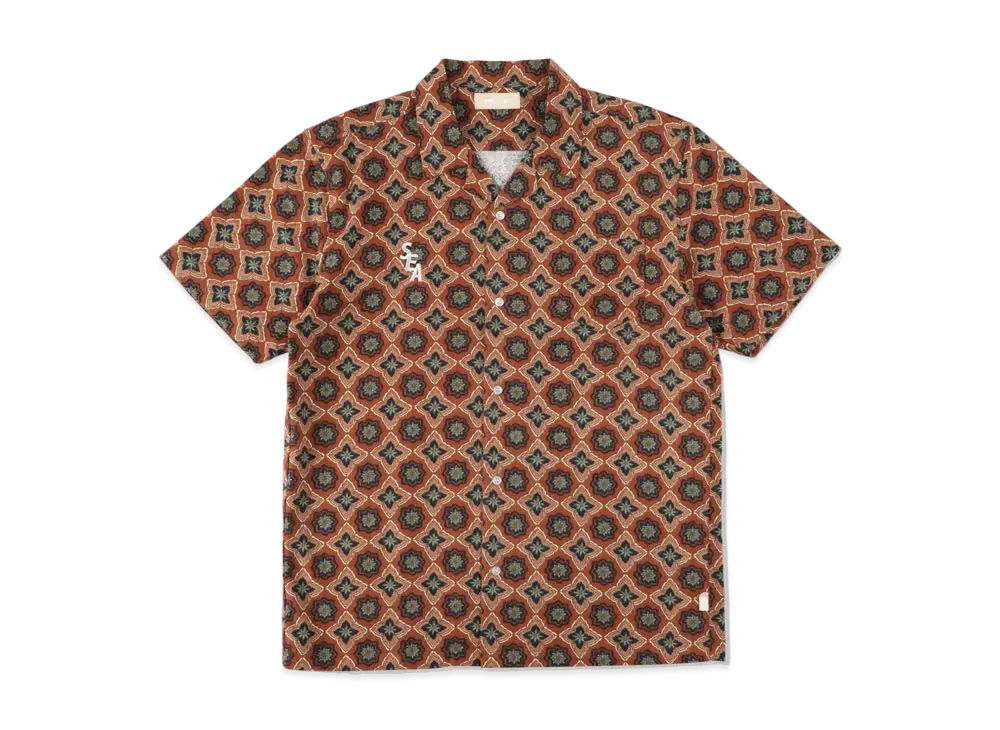 WIND AND SEA S_E_A (PATTERN) OPEN COLLAR SHIRT "Brown"