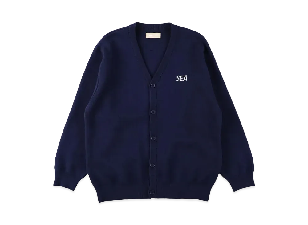 WIND AND SEA Cotton Cashmere Knit Cardigan "Navy"