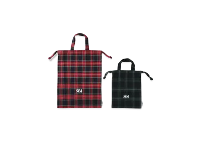 WIND AND SEA x Smoothy Plaid Drawstring Bag "Red_Green"
