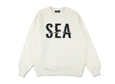 WIND AND SEA Glitch Logo Crewneck Sweatshirt "White"