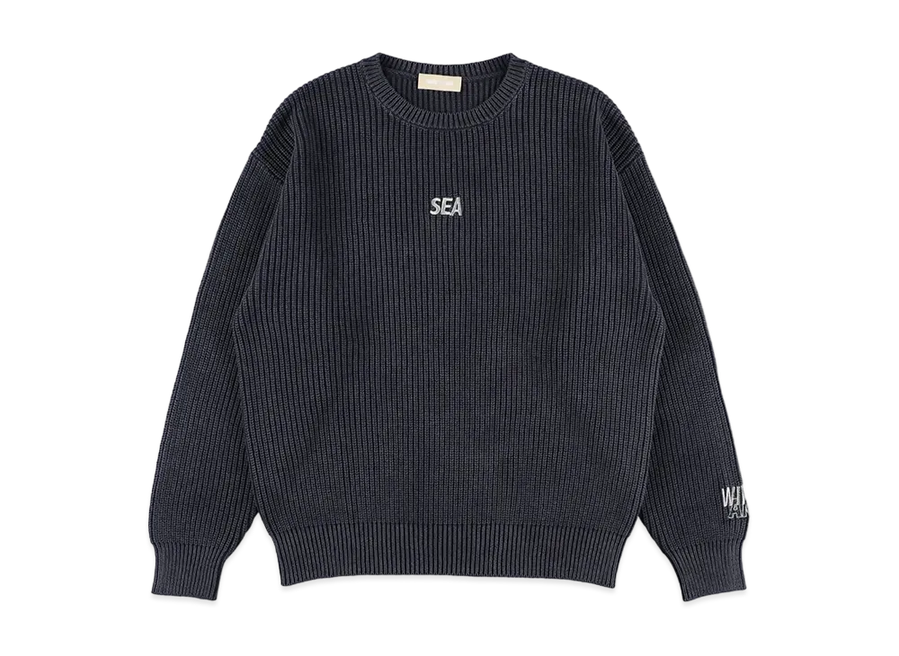 未使用品 ウィンダンシー WIND AND SEA ニットセーター ブラック L WIND AND SEA ロゴ刺繍ニットカーディガン セーター ウィンダンシー