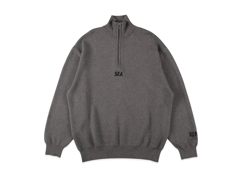 WIND AND SEA Half Zip Cotton Cashmere Knit "Gray"