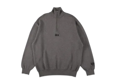 WIND AND SEA Half Zip Cotton Cashmere Knit "Gray"
