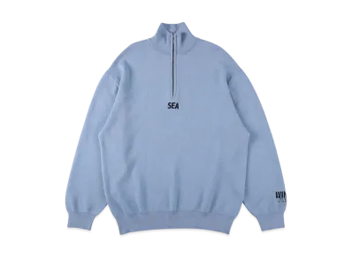 WIND AND SEA Half Zip Cotton Cashmere Knit "Sky_Blue"