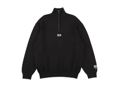 WIND AND SEA Half Zip Cotton Cashmere Knit "Black"