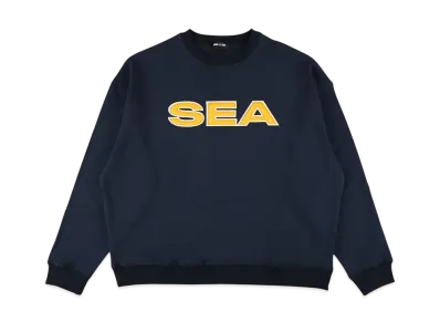 WIND AND SEA Satin Patch Crewneck Sweatshirt "Navy"