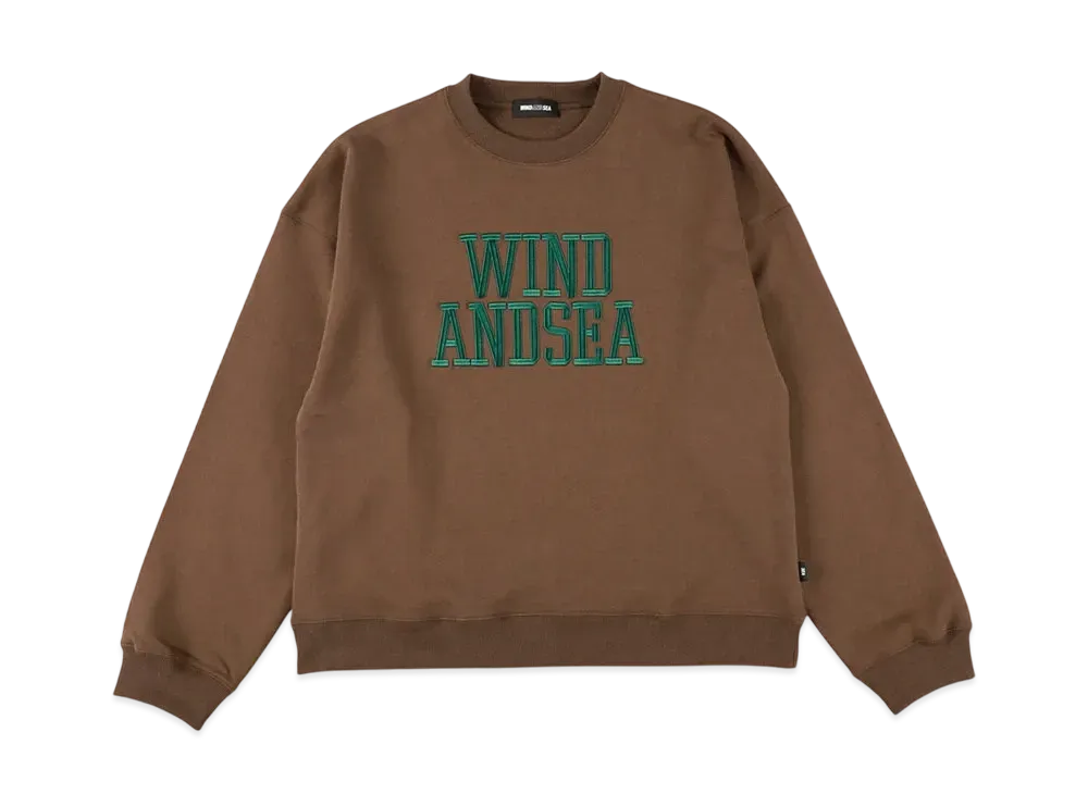 WIND AND SEA College Logo Crewneck Sweatshirt "Brown"
