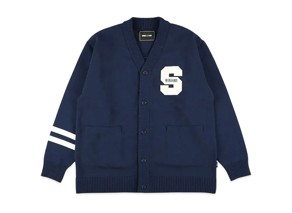 WIND AND SEA Logo Patch Knit Cardigan "Navy"