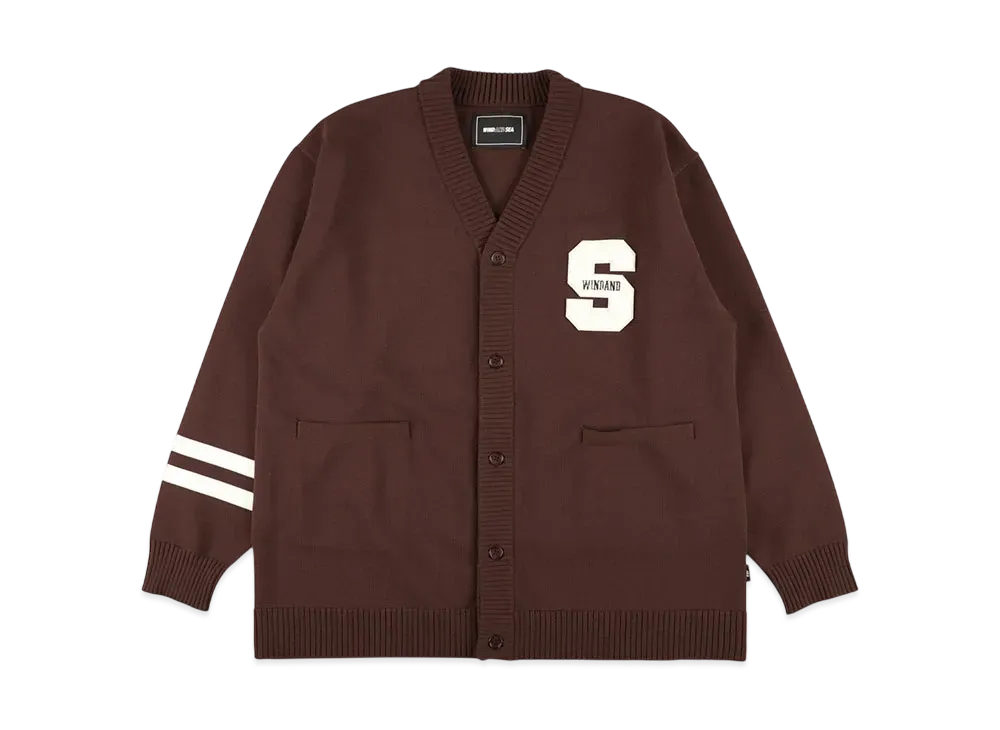 WIND AND SEA Logo Patch Knit Cardigan "Brown"