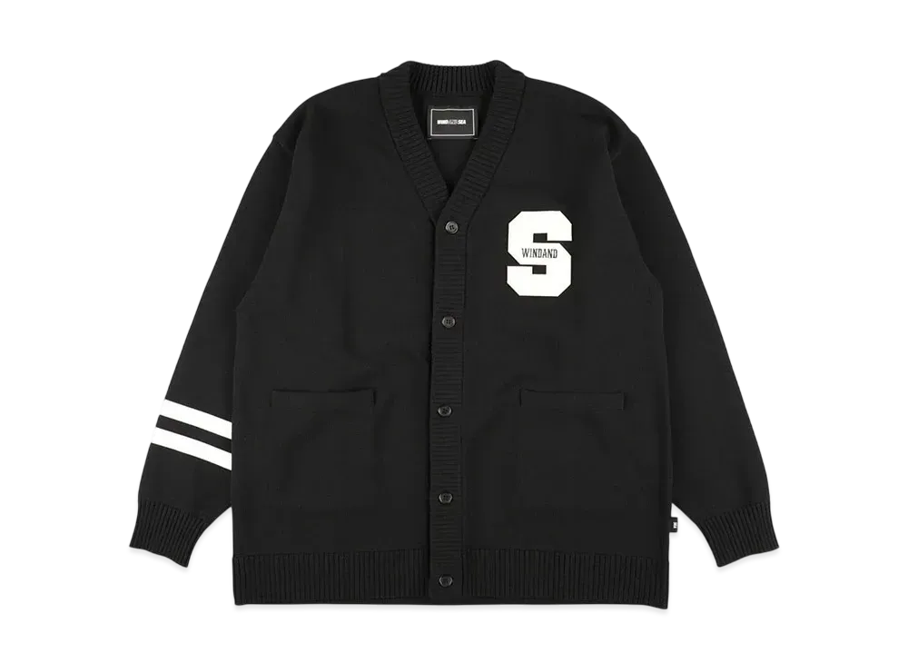 WIND AND SEA Logo Patch Knit Cardigan "Black"