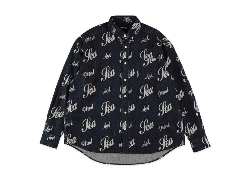 WIND AND SEA Logo Patterned Denim Shirt "Indigo"