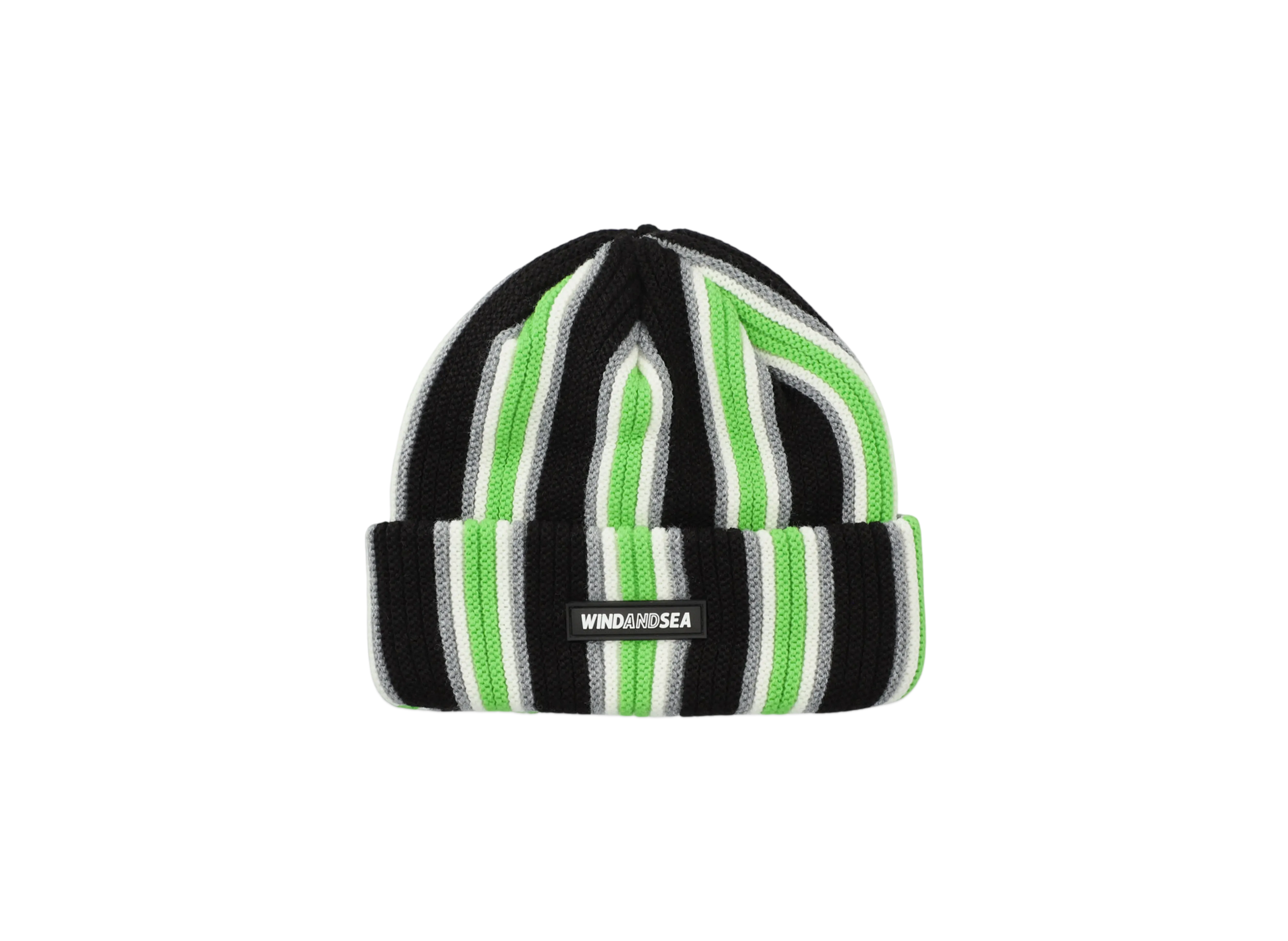 WIND AND SEA Stripe Knit Cap "Black_Lime"