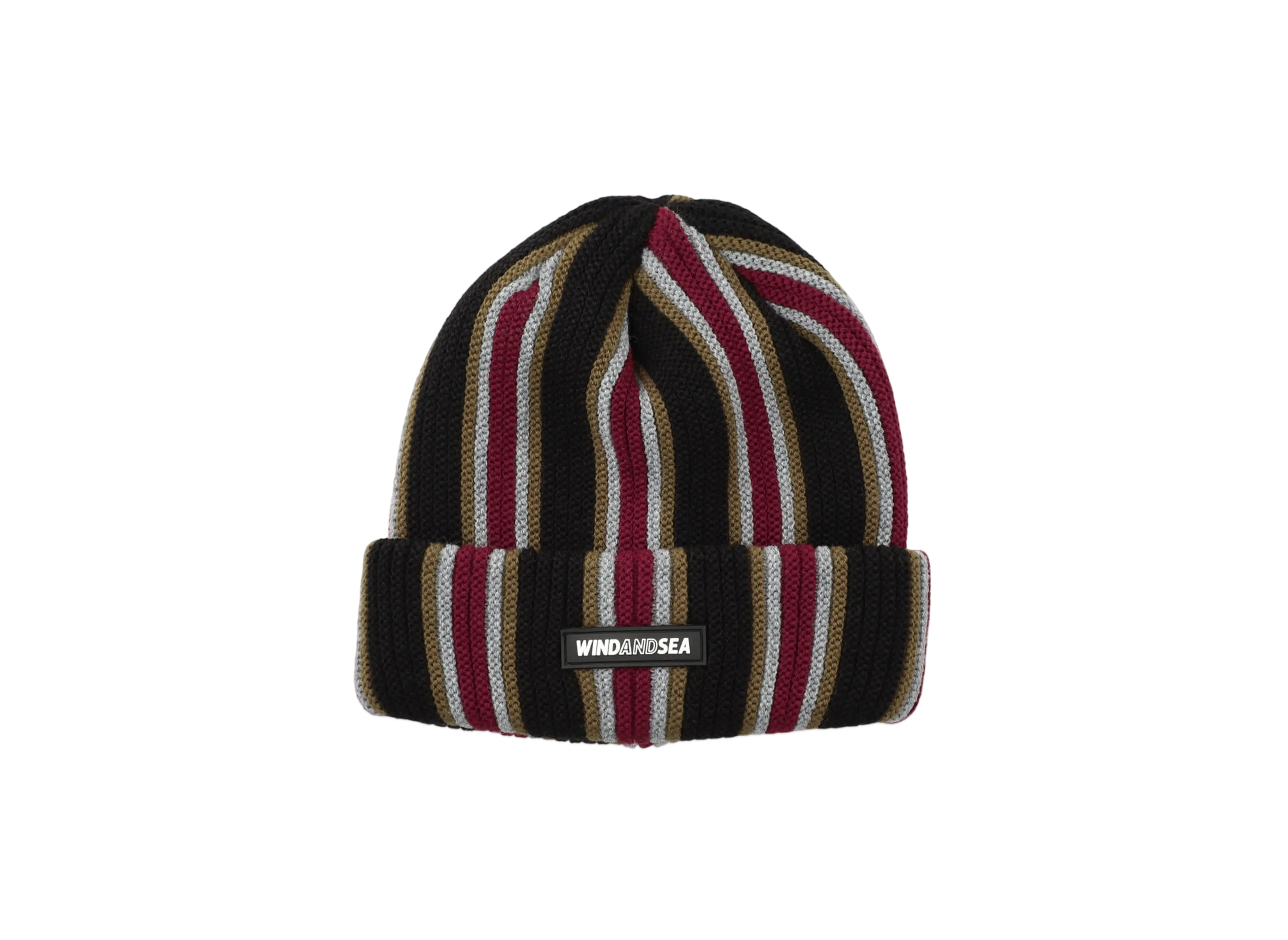 WIND AND SEA Stripe Knit Cap "Black_Wine"